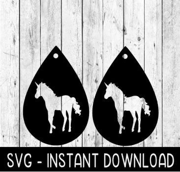 Earring SVG, Unicorn Earring SVG, Unicorn Teardrop Earrings SvG Files, Instant Download, Cricut Cut Files, Silhouette Cut Files, Download