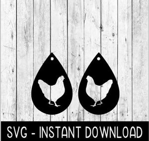 Chicken Earring SVG, Chicken Teardrop Earrings SvG Files, Instant Download, Cricut Cut Files, Silhouette Cut Files, Download