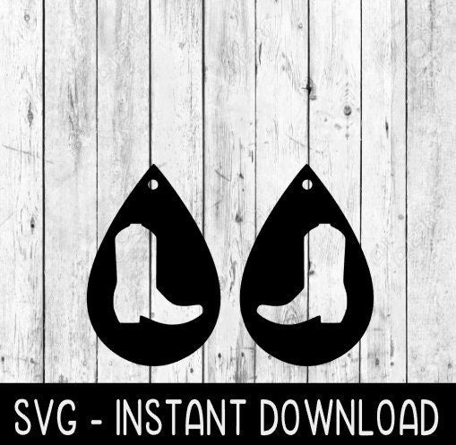 Cowboy Boots Earring SVG, Cowboy Boot Teardrop Earrings SvG Files, Instant Download, Cricut Cut Files, Silhouette Cut Files, Download