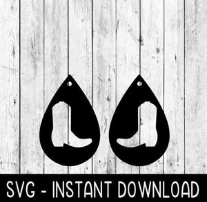 Cowboy Boots Earring SVG, Cowboy Boot Teardrop Earrings SvG Files, Instant Download, Cricut Cut Files, Silhouette Cut Files, Download