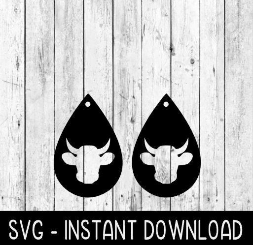 Cow Earring SVG, Cow Teardrop Earrings SvG Files, Instant Download, Cricut Cut Files, Silhouette Cut Files, Download
