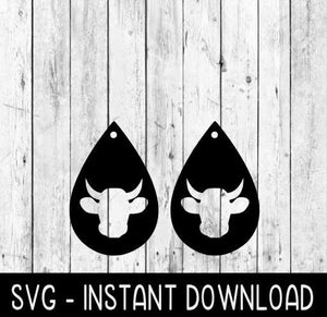 Cow Earring SVG, Cow Teardrop Earrings SvG Files, Instant Download, Cricut Cut Files, Silhouette Cut Files, Download