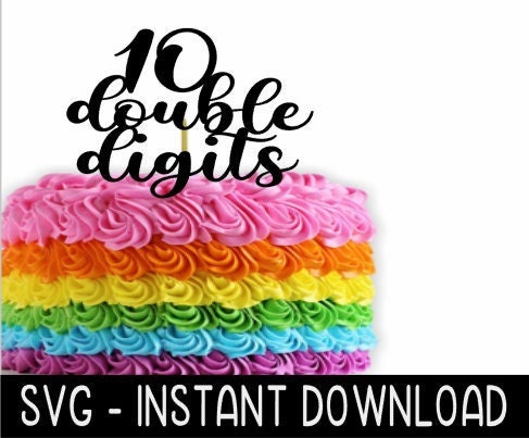 Cake Topper SVG File, 10 Double Digits Cupcake Topper SVG, Instant Download, Cricut Cut Files, Silhouette Cut Files, Download, Print