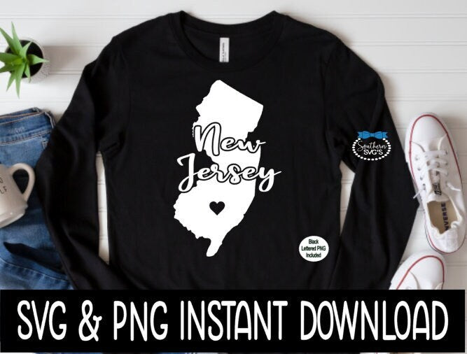 New Jersey SVG, New Jersey State SVG, Instant Download, Cricut Cut Files, Silhouette Cut Files, Sublimation PNG, Download, Print