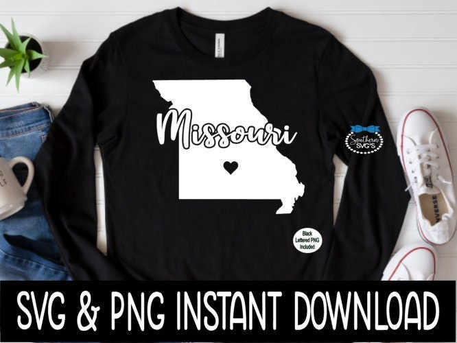 Missouri State SVG, Missouri Tee SVG, Instant Download, Cricut Cut Files, Silhouette Cut Files, Sublimation PNG, Download, Print