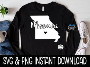 Missouri State SVG, Missouri Tee SVG, Instant Download, Cricut Cut Files, Silhouette Cut Files, Sublimation PNG, Download, Print