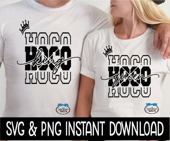 HOCO King and Queen Bungle SVG, Home Coming King And Queen Tee Shirt SvG File Instant Download, Cricut Cut Files, Silhouette Cut File