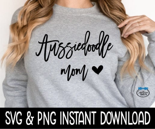 Aussiedoodle Mom SVG, Dog Mom SVG Files, Dog Breed SVG PnG Instant Download, Cricut Cut Files, Silhouette Cut Files, Download, Print