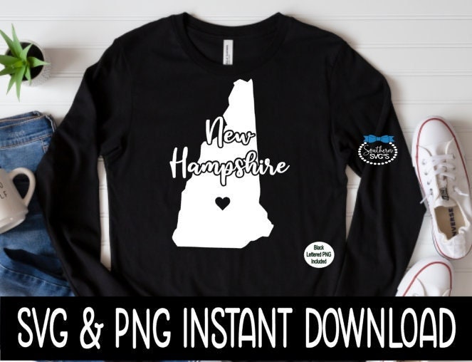 New Hampshire SVG, New Hampshire State SVG, Instant Download, Cricut Cut Files, Silhouette Cut Files, Sublimation PNG, Download, Print