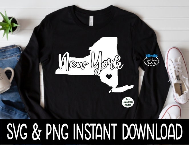 New York SVG, New York State SVG, Instant Download, Cricut Cut Files, Silhouette Cut Files, Sublimation PNG, Download, Print