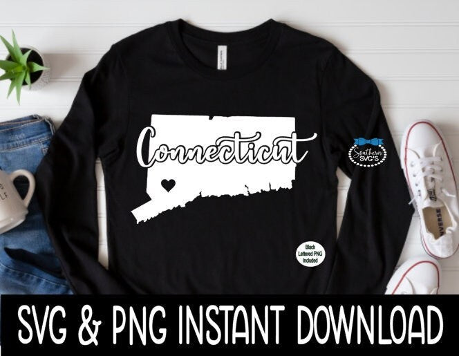 Connecticut SVG, Connecticut Instant Download, Cricut Cut Files, Silhouette Cut Files, Sublimation PNG, Download, Print