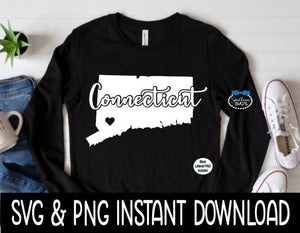 Connecticut SVG, Connecticut Instant Download, Cricut Cut Files, Silhouette Cut Files, Sublimation PNG, Download, Print