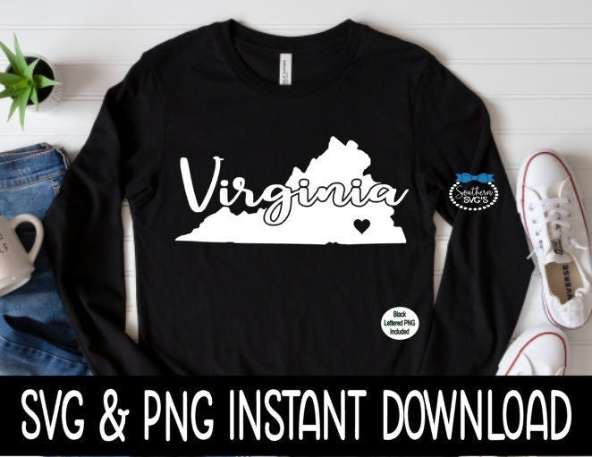 Virginia SVG, Virginia State SVG, Instant Download, Cricut Cut Files, Silhouette Cut Files, Sublimation PNG, Download, Print