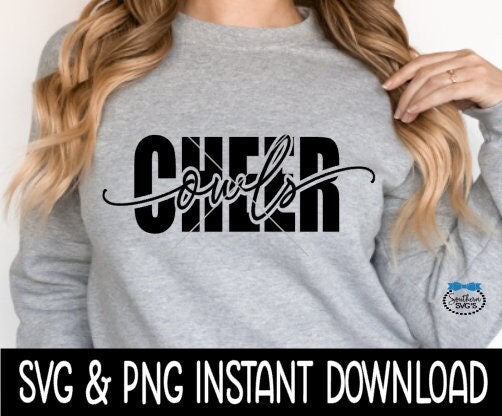 Owls Cheer SVG, Cheerleader Tee SVG, Tote Bag SvG, Cheer Leader SVG, Instant Download, Cricut Cut Files, Silhouette Cut Files, Print