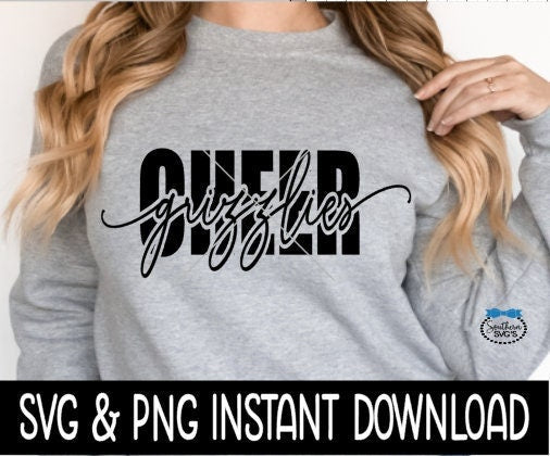 Grizzlies Cheer SVG, Cheerleader Tee SVG, Tote Bag SvG, Cheer Leader SVG, Instant Download, Cricut Cut Files, Silhouette Cut Files, Print