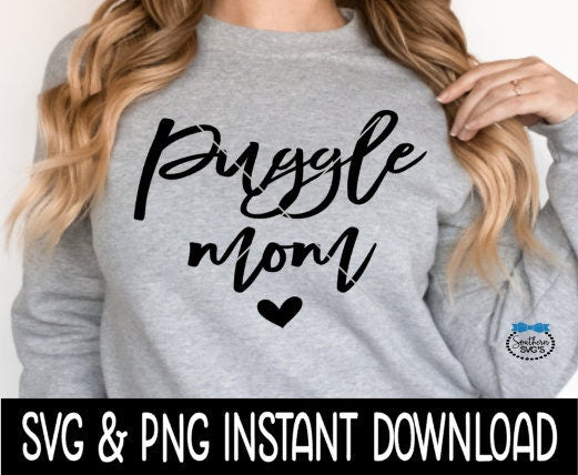 Puggle Mom SVG, Dog Mom SVG Files, Dog Breed SVG Instant Download, Cricut Cut Files, Silhouette Cut Files, Download, Print