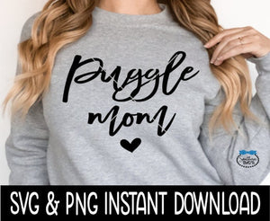 Puggle Mom SVG, Dog Mom SVG Files, Dog Breed SVG Instant Download, Cricut Cut Files, Silhouette Cut Files, Download, Print
