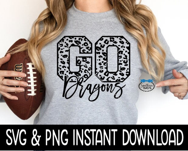 Cheer Mascot SVG, Cheer Mascot Go Dragons SvG, School Mascot Cheetah SVG, Instant Download, Cricut Cut File, Silhouette Cut File